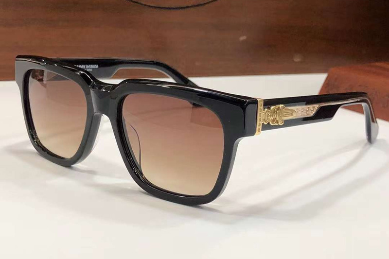 Box-Officer Mist Sunglasses Black Gold Gradient Brown