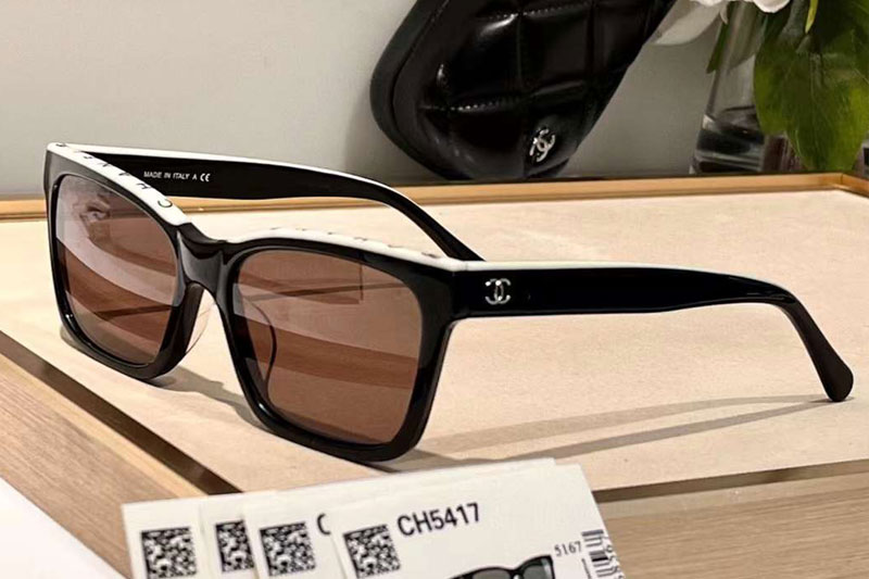 CH5417 Sunglasses Black Silver White Brown