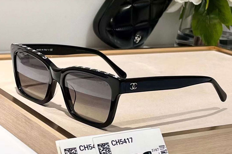 CH5417 Sunglasses Black Silver White Gradient Gray