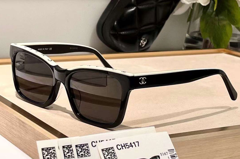 CH5417 Sunglasses Black Silver White Gray