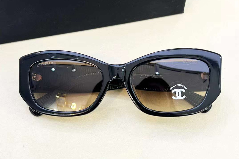 CH5493 Sunglasses Black Gold Gradient Brown