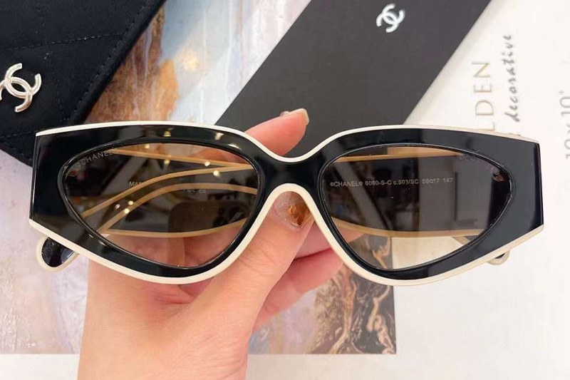 CH6060 Sunglasses Black Cream Gradient Brown