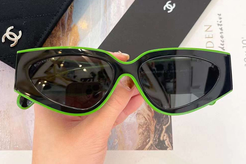 CH6060 Sunglasses Black Green Gray