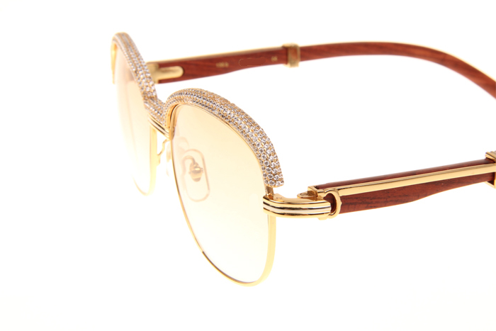 CT 1116679 Diamond Wood Sunglasses In Gold Brown