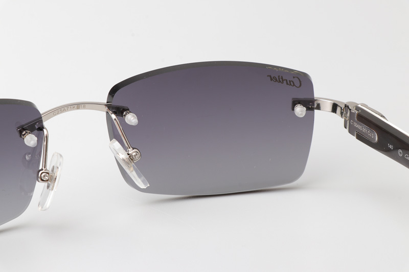 CT 3524012 White mix Black Buffalo Sunglasses Silver Gradient Gray