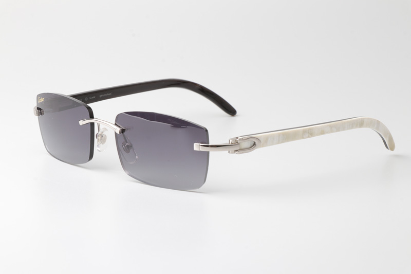 CT 3524012 White mix Black Buffalo Sunglasses Silver Gradient Gray