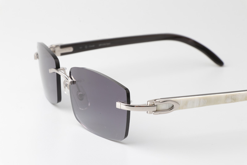 CT 3524012 White mix Black Buffalo Sunglasses Silver Gradient Gray