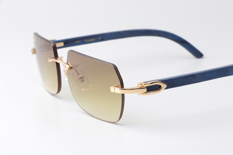 CT 8300818 Blue Wood Sunglasses Gold Gradient Brown