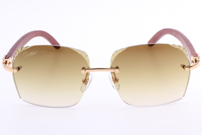 CT 8300818 Engrave Lens Wood Sunglasses In Gold Brown