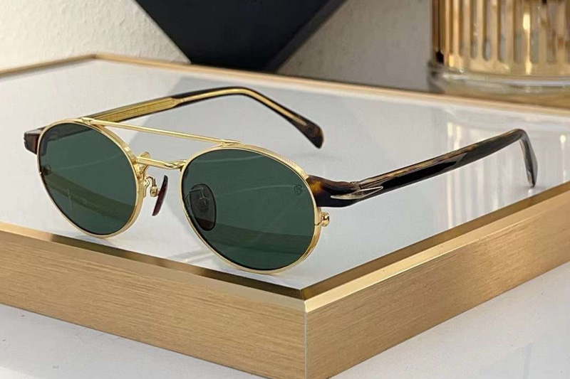 DB1042S Sunglasses Gold Tortoise Green