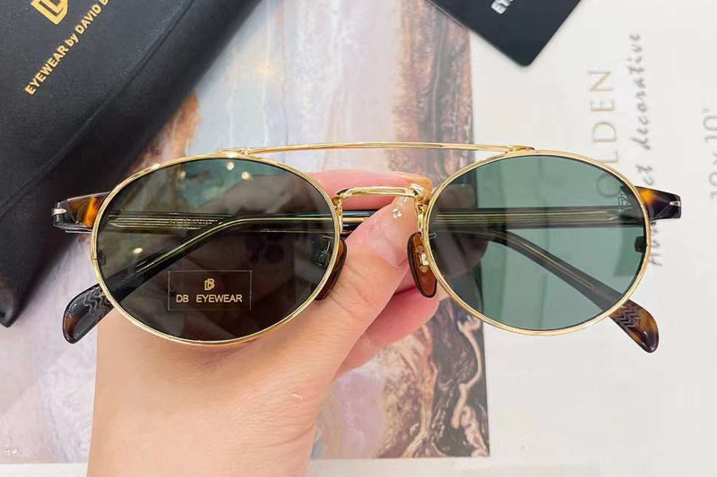 DB1042S Sunglasses Gold Tortoise Green