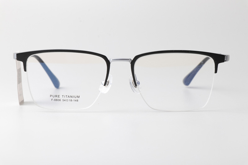 F8806 Eyeglasses Black Silver