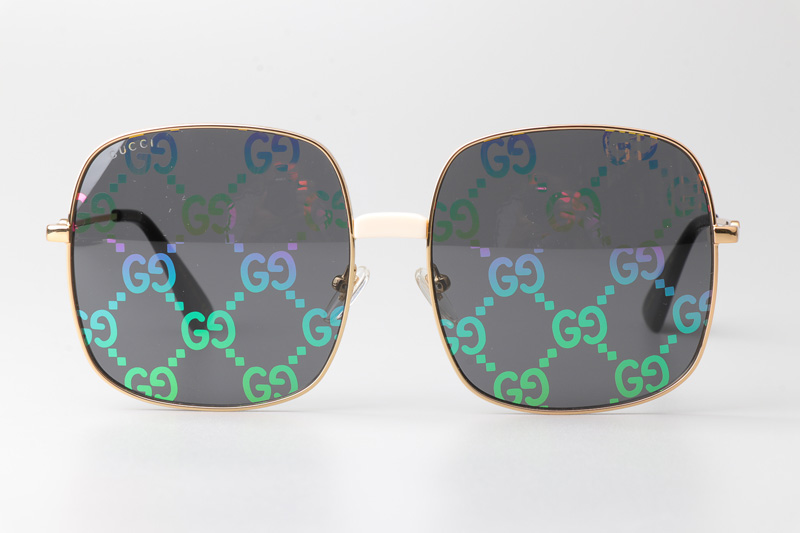 GG0414S Sunglasses Gold Gray Logo