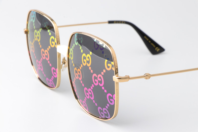 GG0414S Sunglasses Gold Gray Logo