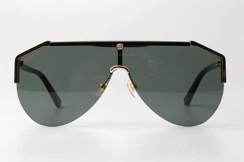 GG0584S Sunglasses Gold Tortoise Green