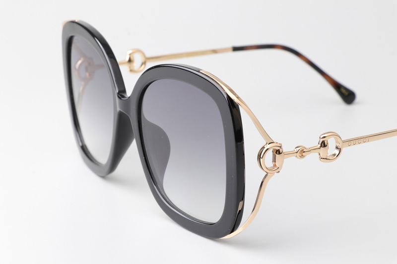 GG1021S Sunglasses Black Gold Gradient Gray