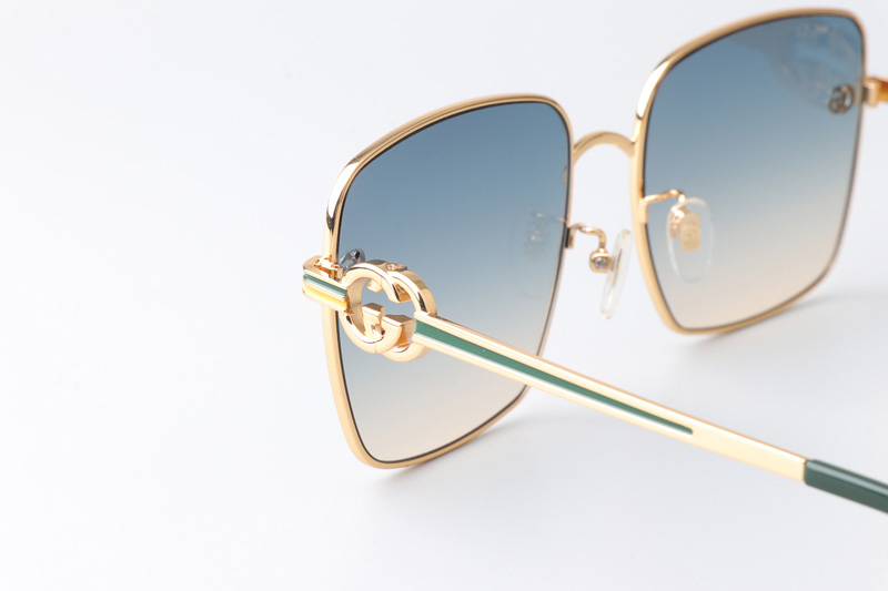 GG1295S Sunglasses Gold Green Gradient Blue