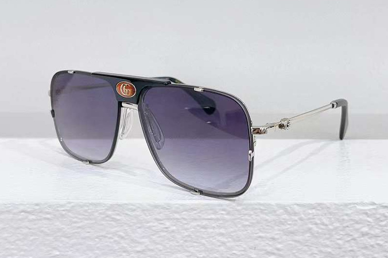 GG1320S Sunglasses Black Silver Gradient Gray