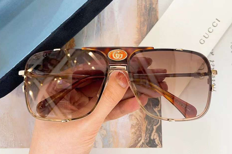 GG1320S Sunglasses Tortoise Gold Gradient Brown