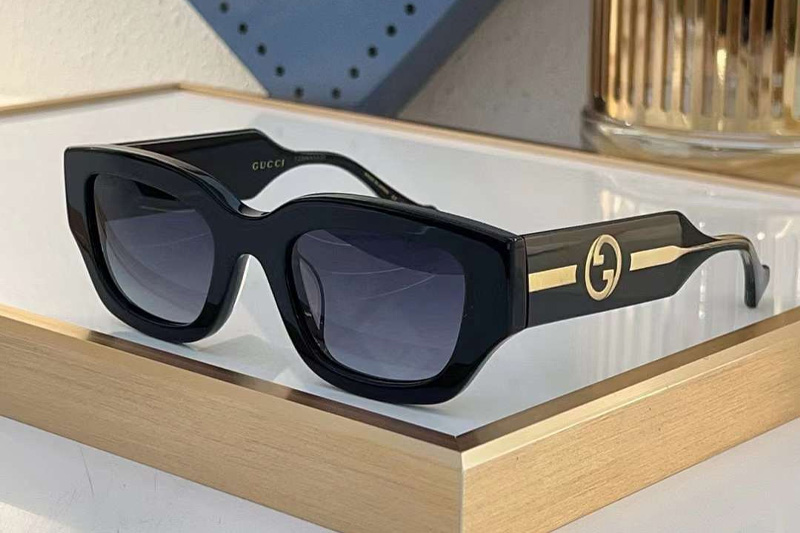 GG1558SK Sunglasses Black Gold Gradient Gray