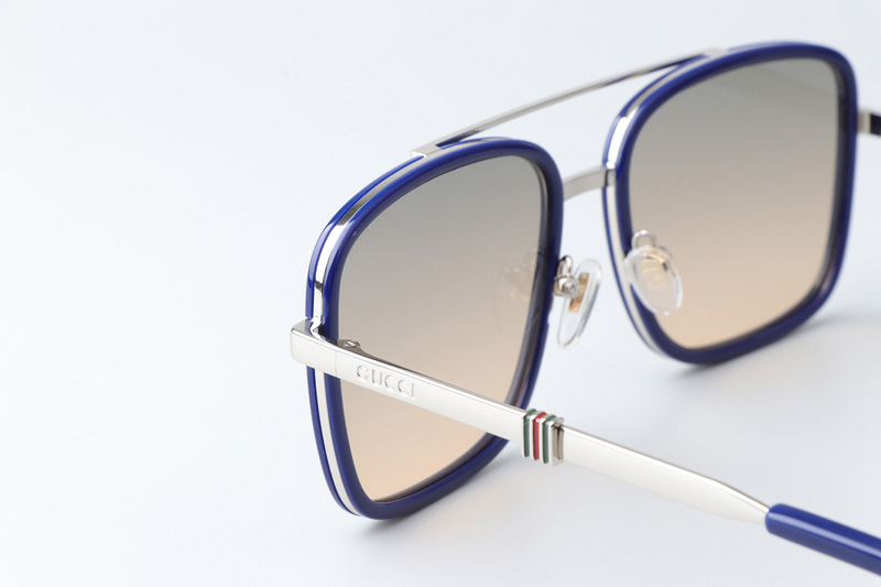 GG1617 Sunglasses Blue Silver Gradient Brown