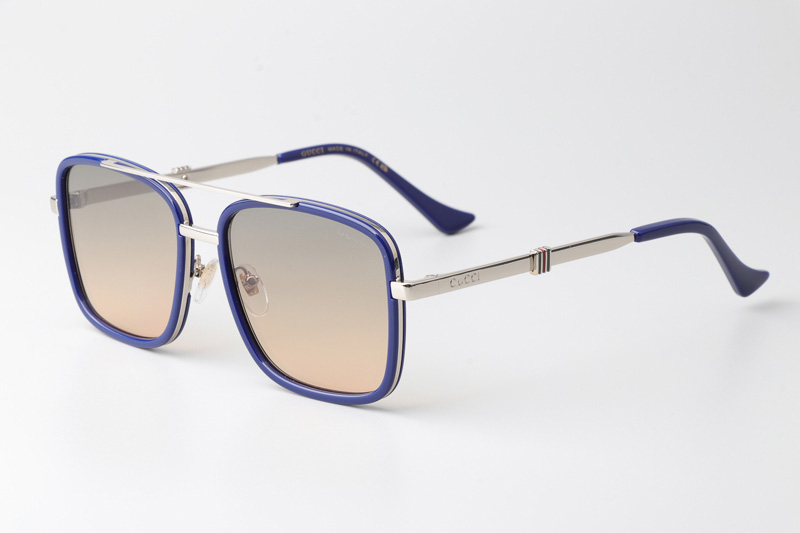 GG1617 Sunglasses Blue Silver Gradient Brown