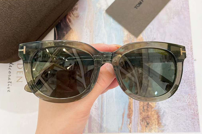 TF211 Sunglasses Clear Green Gray