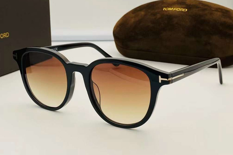 TF752 Sunglasses Black Gradient Brown