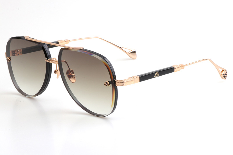 THE GEN II Sunglasses In Gold Black Gradient Brown