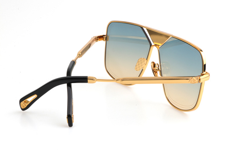 THE LINEART II Sunglasses In Gold Gradient Green