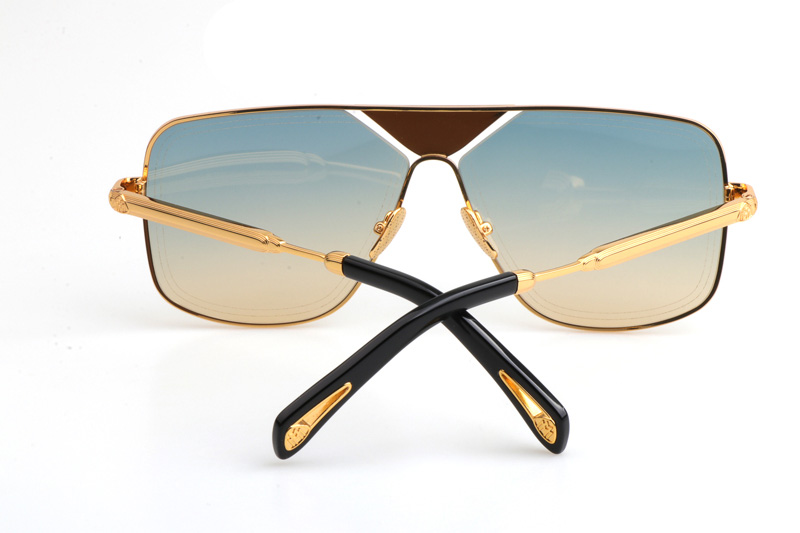 THE LINEART II Sunglasses In Gold Gradient Green