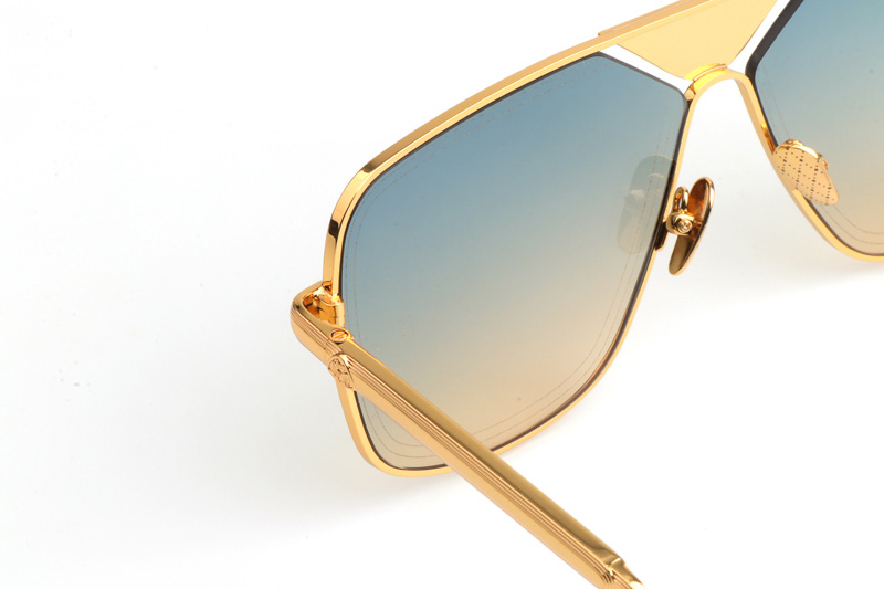 THE LINEART II Sunglasses In Gold Gradient Green