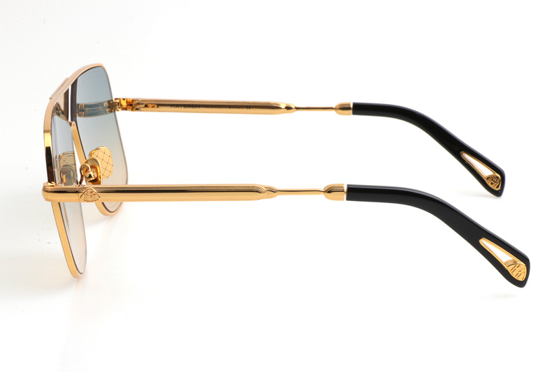 THE LINEART II Sunglasses In Gold Gradient Green