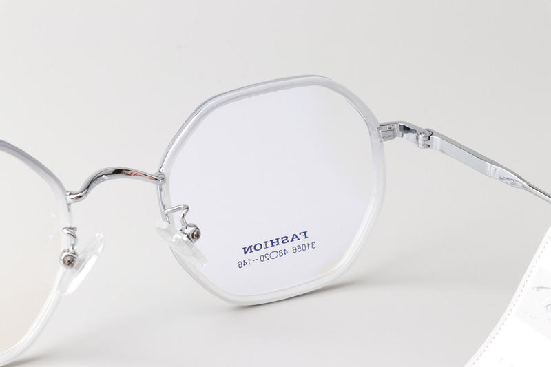 TT31056 Eyeglasses Transparent Gray Silver