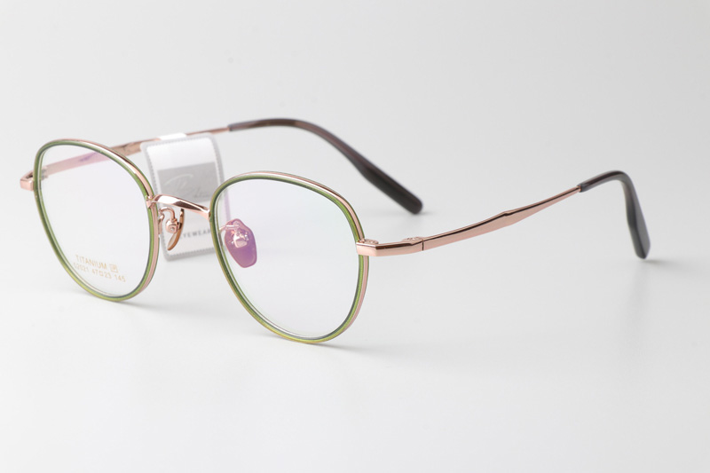 TT52021 Eyeglasses Green Rose Gold