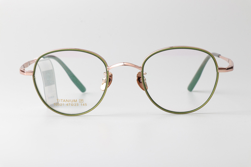 TT52021 Eyeglasses Green Rose Gold