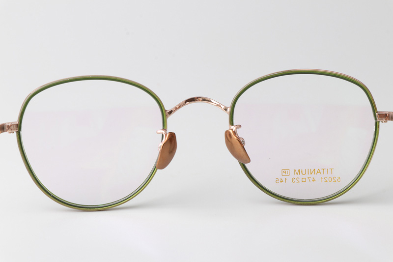 TT52021 Eyeglasses Green Rose Gold