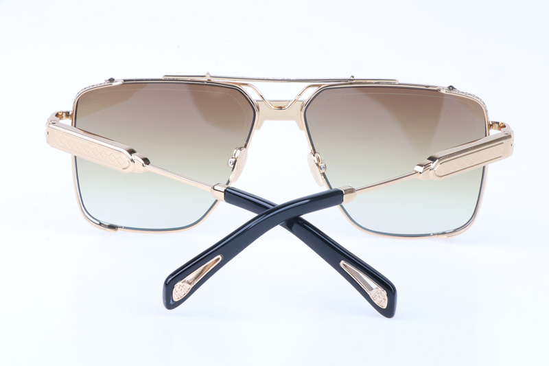 The Dawn Sunglasses In Gold Gradient Brown