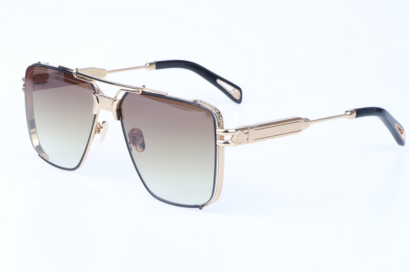 The Dawn Sunglasses In Gold Gradient Brown