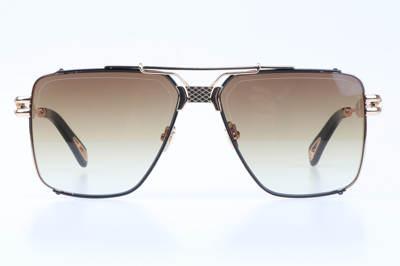 The Dawn Sunglasses In Gold Gradient Brown