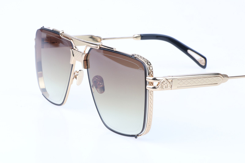 The Dawn Sunglasses In Gold Gradient Brown