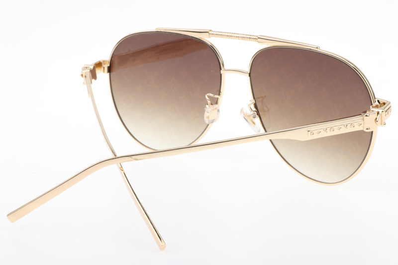 Z0965 Sunglasses In Gold Gradient Brown Logo Lens